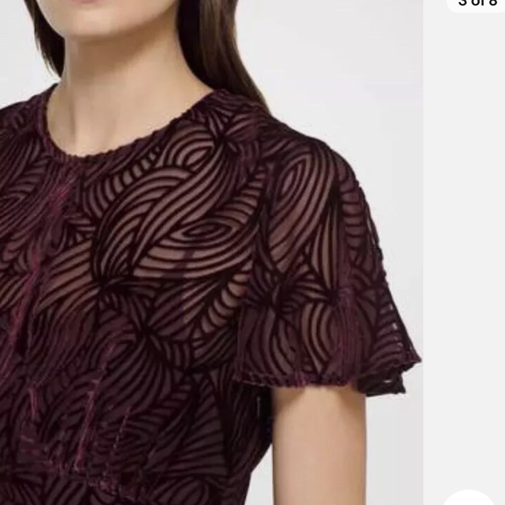 MICHAEL KORS Women's Cordovan Velvet Flocked Flutter-sleeve Shift Dress size 16 - Picture 4 of 16